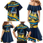 Titans Rugby Mascot Family Matching Mermaid Dress and Hawaiian Shirt Fierce Athlete Graphic in Sports Style