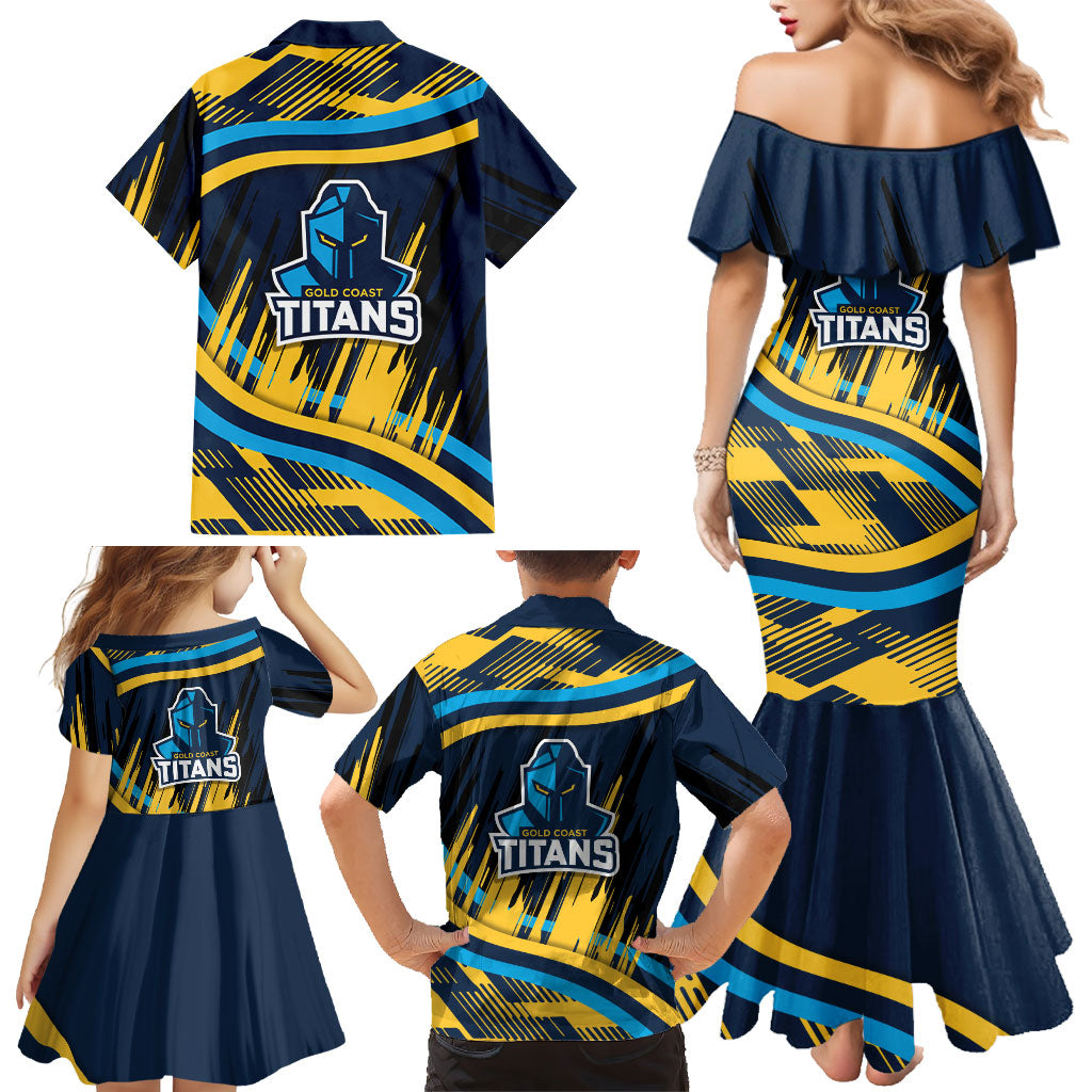 Titans Rugby Mascot Family Matching Mermaid Dress and Hawaiian Shirt Fierce Athlete Graphic in Sports Style