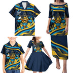 Titans Rugby Mascot Family Matching Puletasi and Hawaiian Shirt Fierce Athlete Graphic in Sports Style