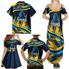 Titans Rugby Mascot Family Matching Summer Maxi Dress and Hawaiian Shirt Fierce Athlete Graphic in Sports Style