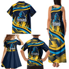 Titans Rugby Mascot Family Matching Tank Maxi Dress and Hawaiian Shirt Fierce Athlete Graphic in Sports Style