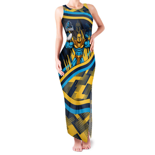Titans Rugby Mascot Family Matching Tank Maxi Dress and Hawaiian Shirt Fierce Athlete Graphic in Sports Style