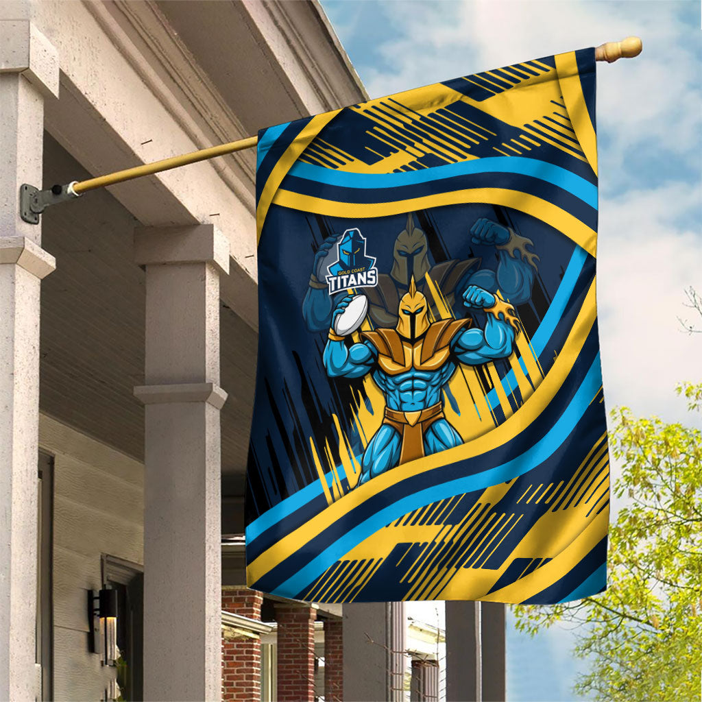 Titans Rugby Mascot Garden Flag Fierce Athlete Graphic in Sports Style