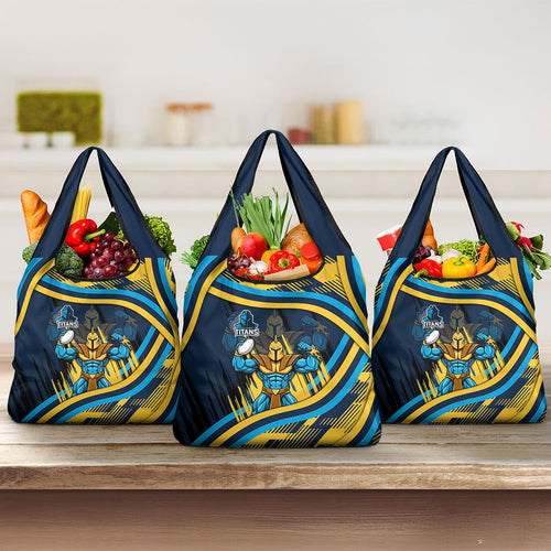 Titans Rugby Mascot Grocery Bag Fierce Athlete Graphic in Sports Style