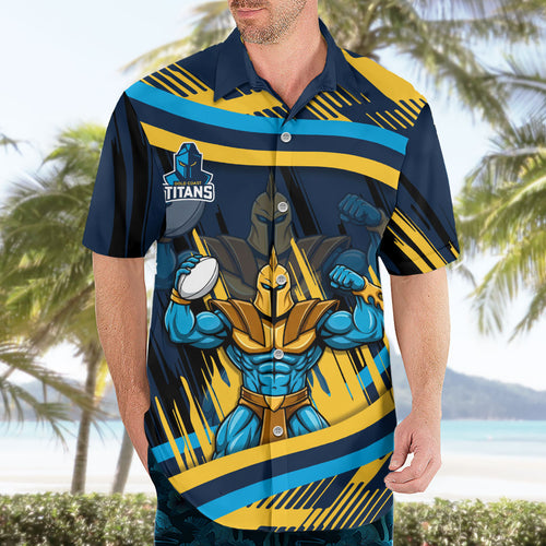 Titans Rugby Mascot Hawaiian Shirt Fierce Athlete Graphic in Sports Style
