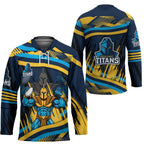 Titans Rugby Mascot Hockey Jersey Fierce Athlete Graphic in Sports Style