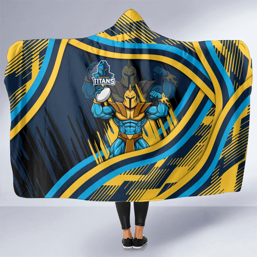 Titans Rugby Mascot Hooded Blanket Fierce Athlete Graphic in Sports Style