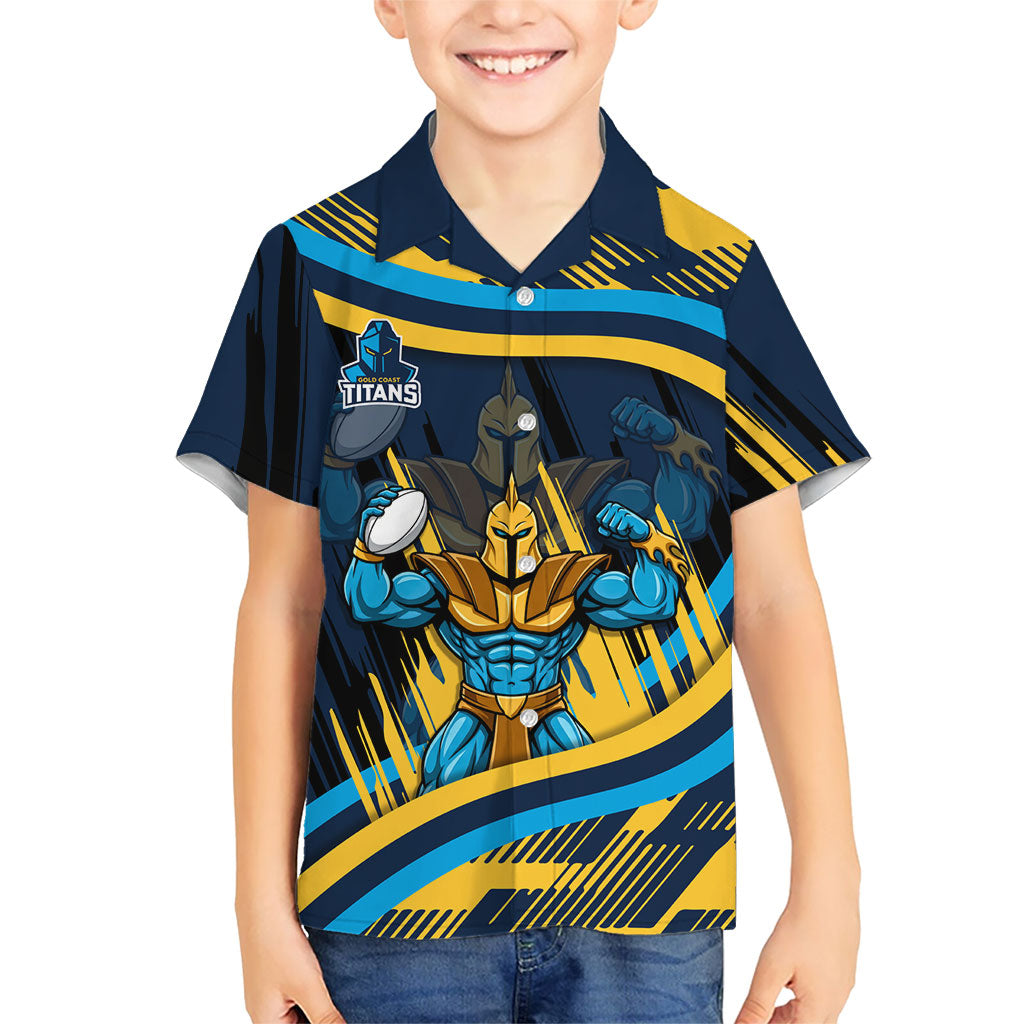 Titans Rugby Mascot Kid Hawaiian Shirt Fierce Athlete Graphic in Sports Style