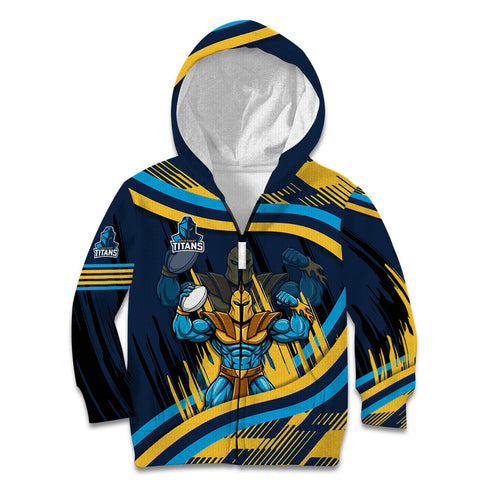 Titans Rugby Mascot Kid Hoodie Fierce Athlete Graphic in Sports Style