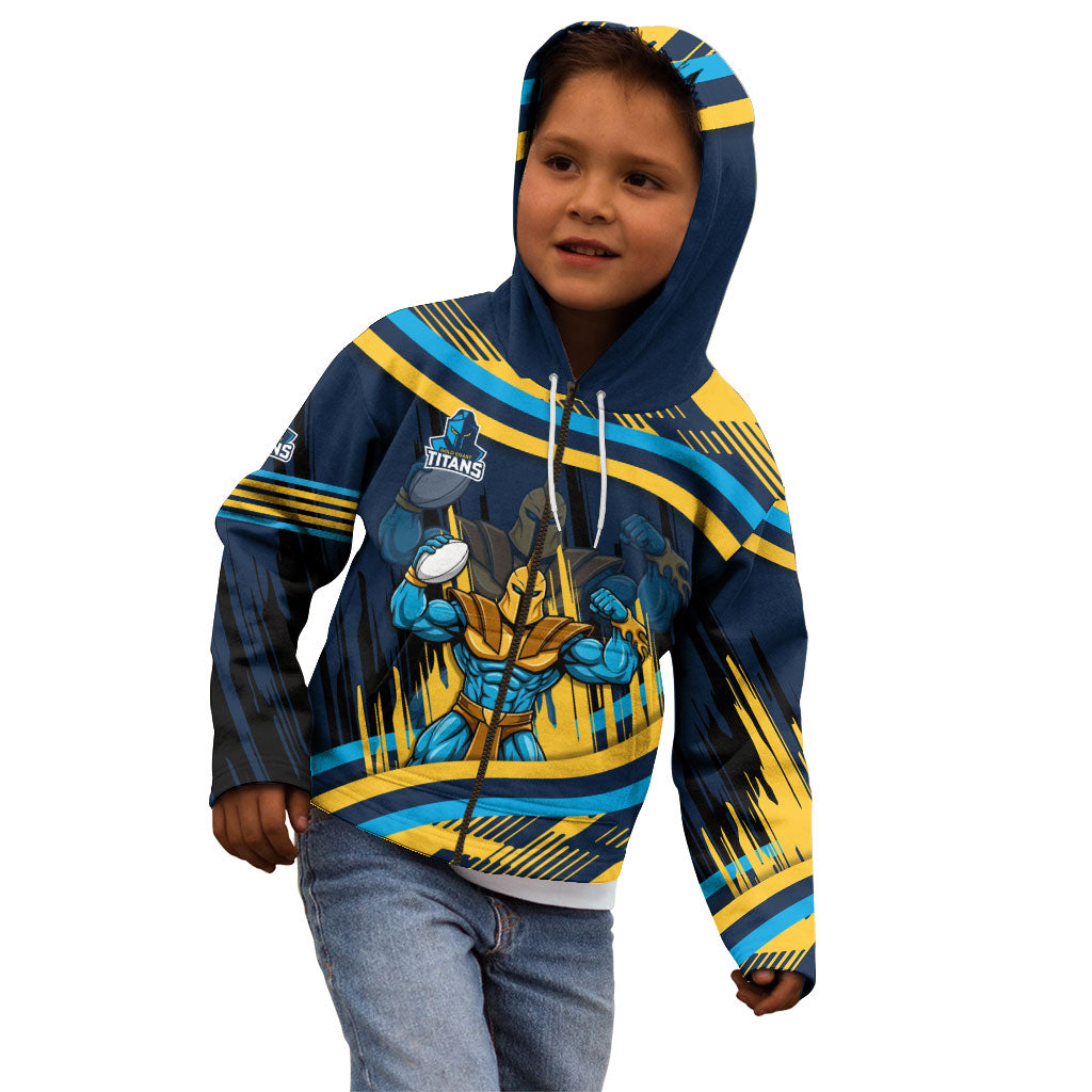Titans Rugby Mascot Kid Hoodie Fierce Athlete Graphic in Sports Style