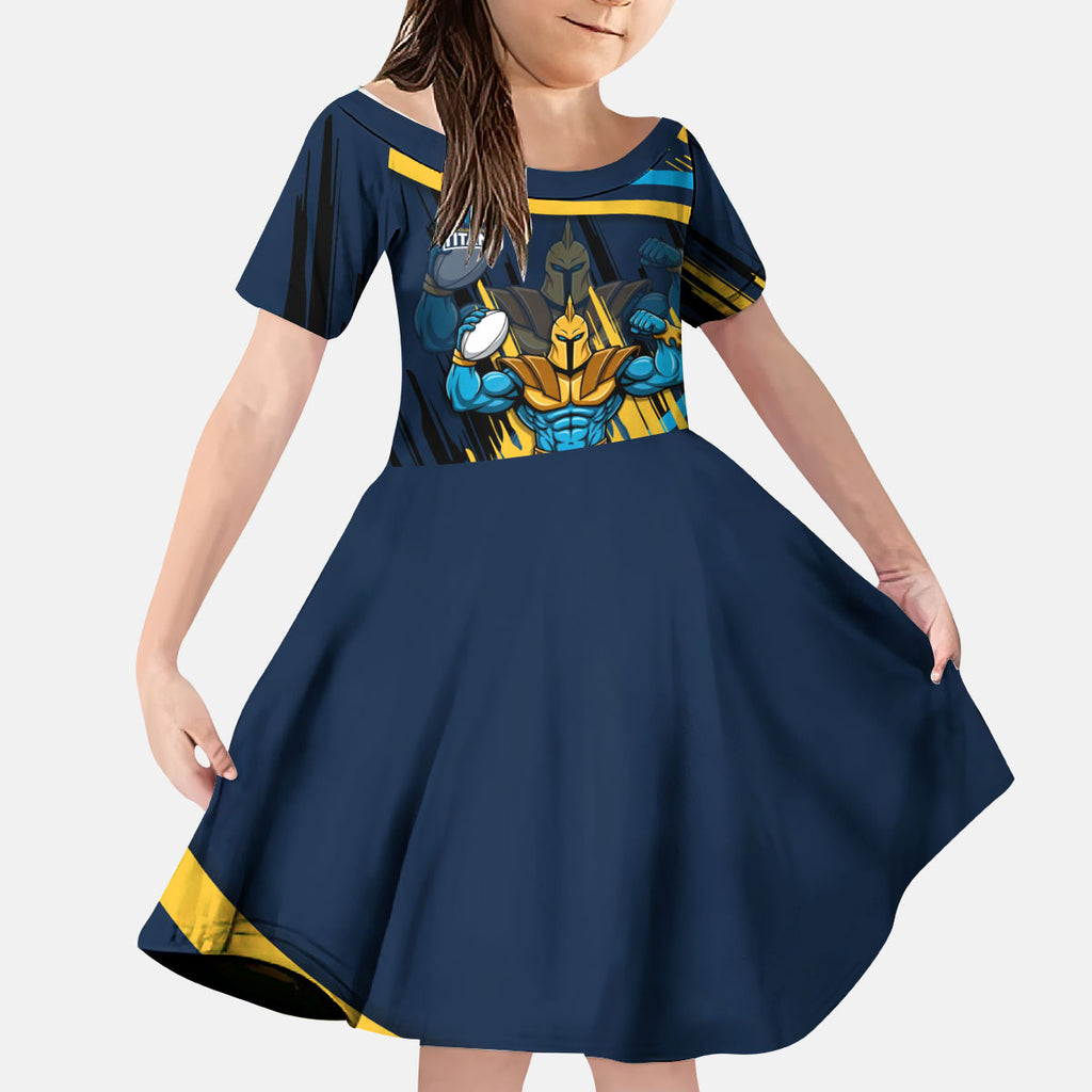 Titans Rugby Mascot Kid Short Sleeve Dress Fierce Athlete Graphic in Sports Style