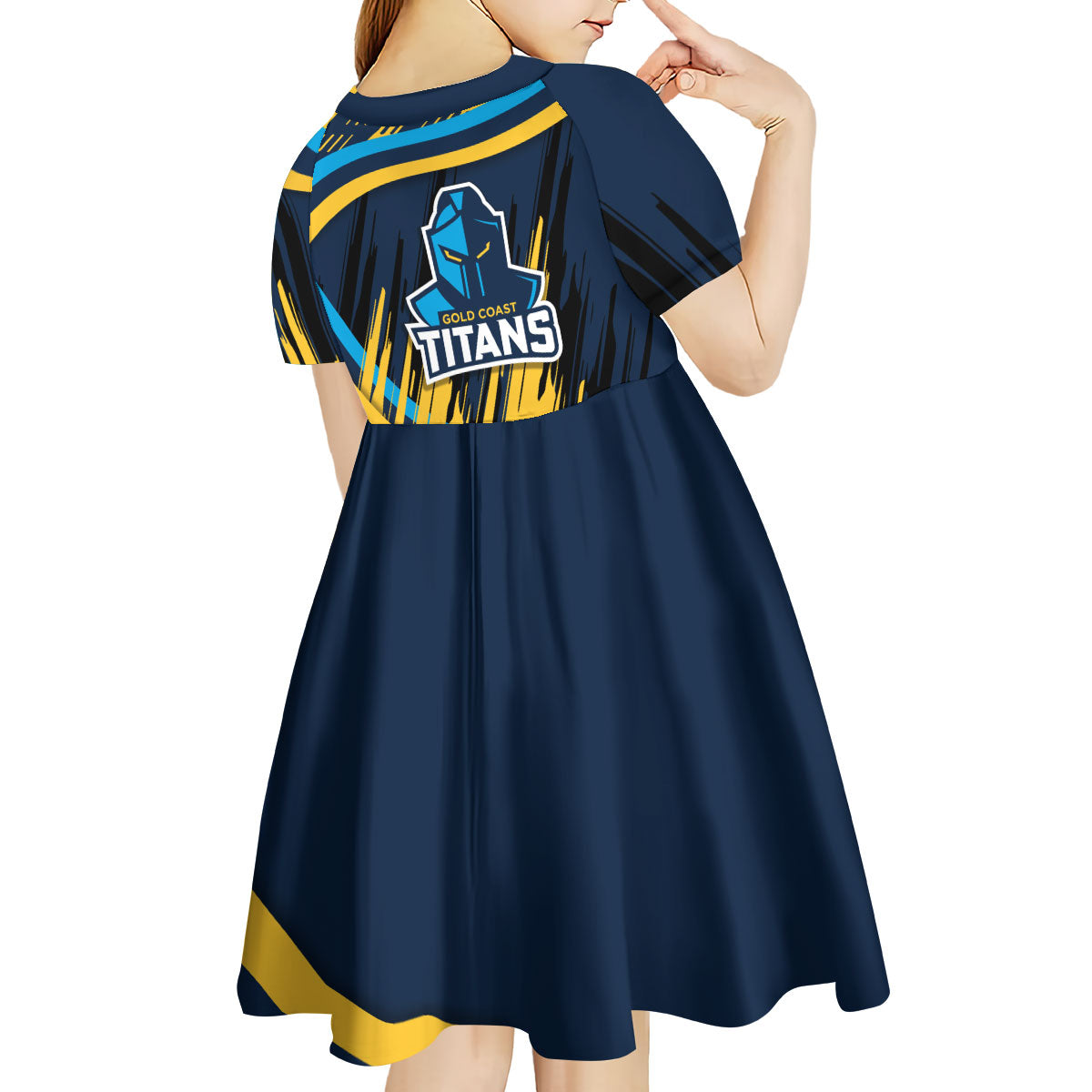 Titans Rugby Mascot Kid Short Sleeve Dress Fierce Athlete Graphic in Sports Style
