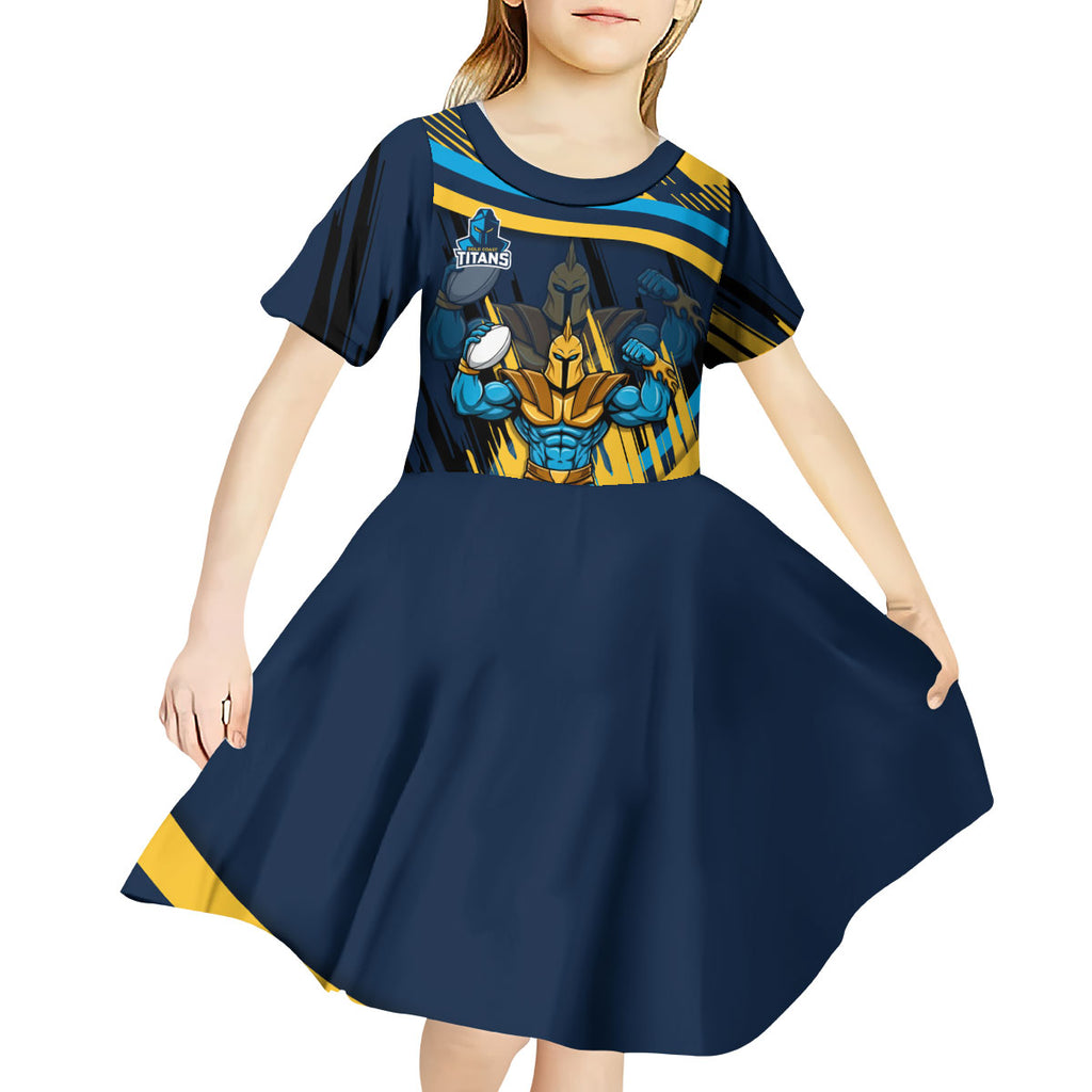 Titans Rugby Mascot Kid Short Sleeve Dress Fierce Athlete Graphic in Sports Style
