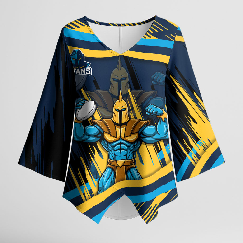 Titans Rugby Mascot Kimono Sleeve Blouse Fierce Athlete Graphic in Sports Style