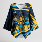 Titans Rugby Mascot Kimono Sleeve Blouse Fierce Athlete Graphic in Sports Style