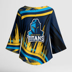 Titans Rugby Mascot Kimono Sleeve Blouse Fierce Athlete Graphic in Sports Style