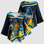 Titans Rugby Mascot Kimono Sleeve Blouse Fierce Athlete Graphic in Sports Style