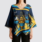 Titans Rugby Mascot Kimono Sleeve Blouse Fierce Athlete Graphic in Sports Style