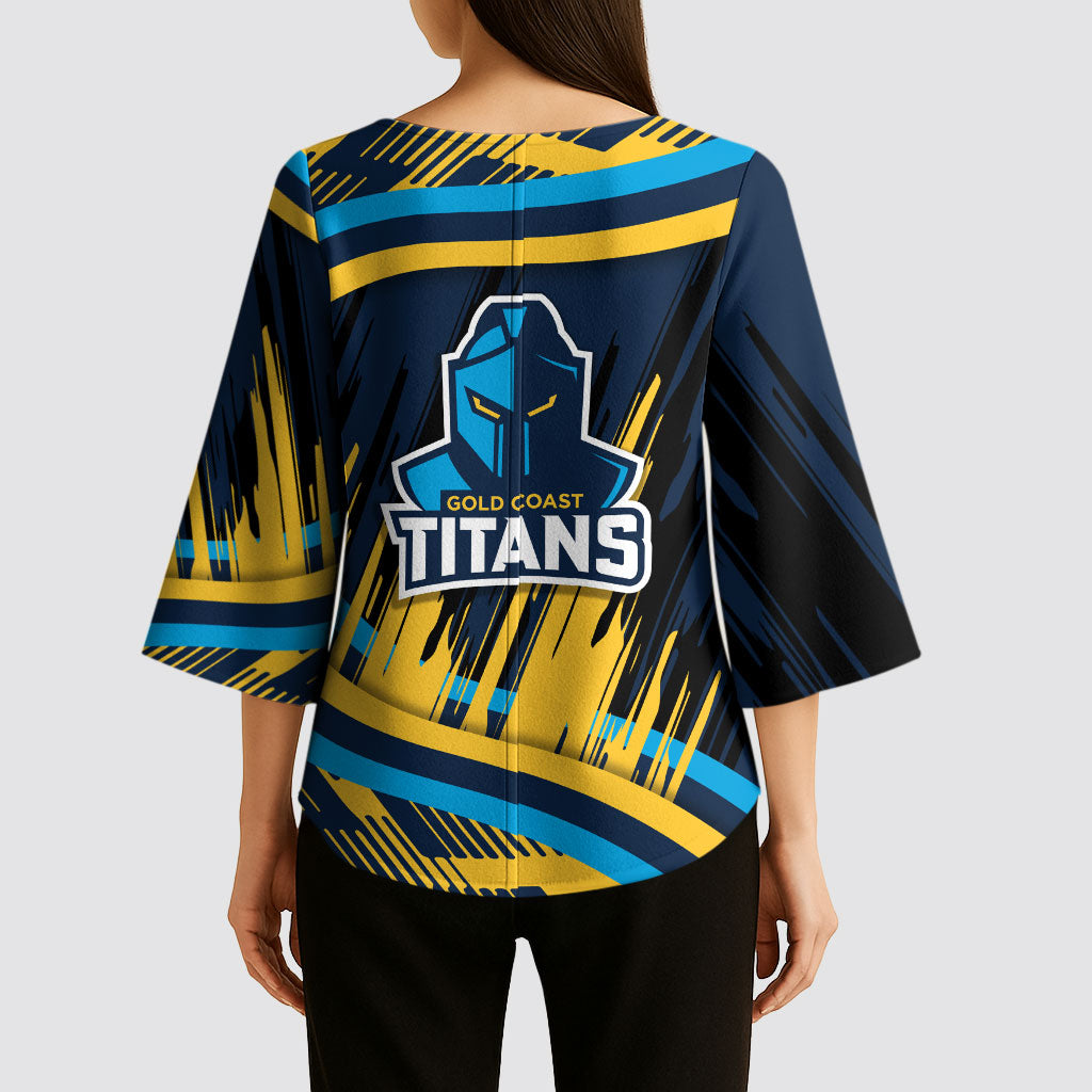 Titans Rugby Mascot Kimono Sleeve Blouse Fierce Athlete Graphic in Sports Style
