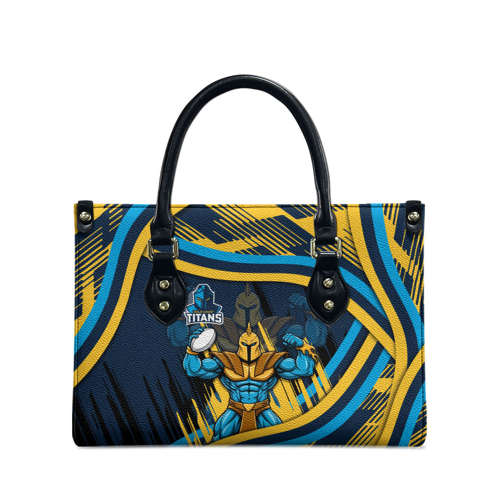Titans Rugby Mascot Leather Bag Fierce Athlete Graphic in Sports Style