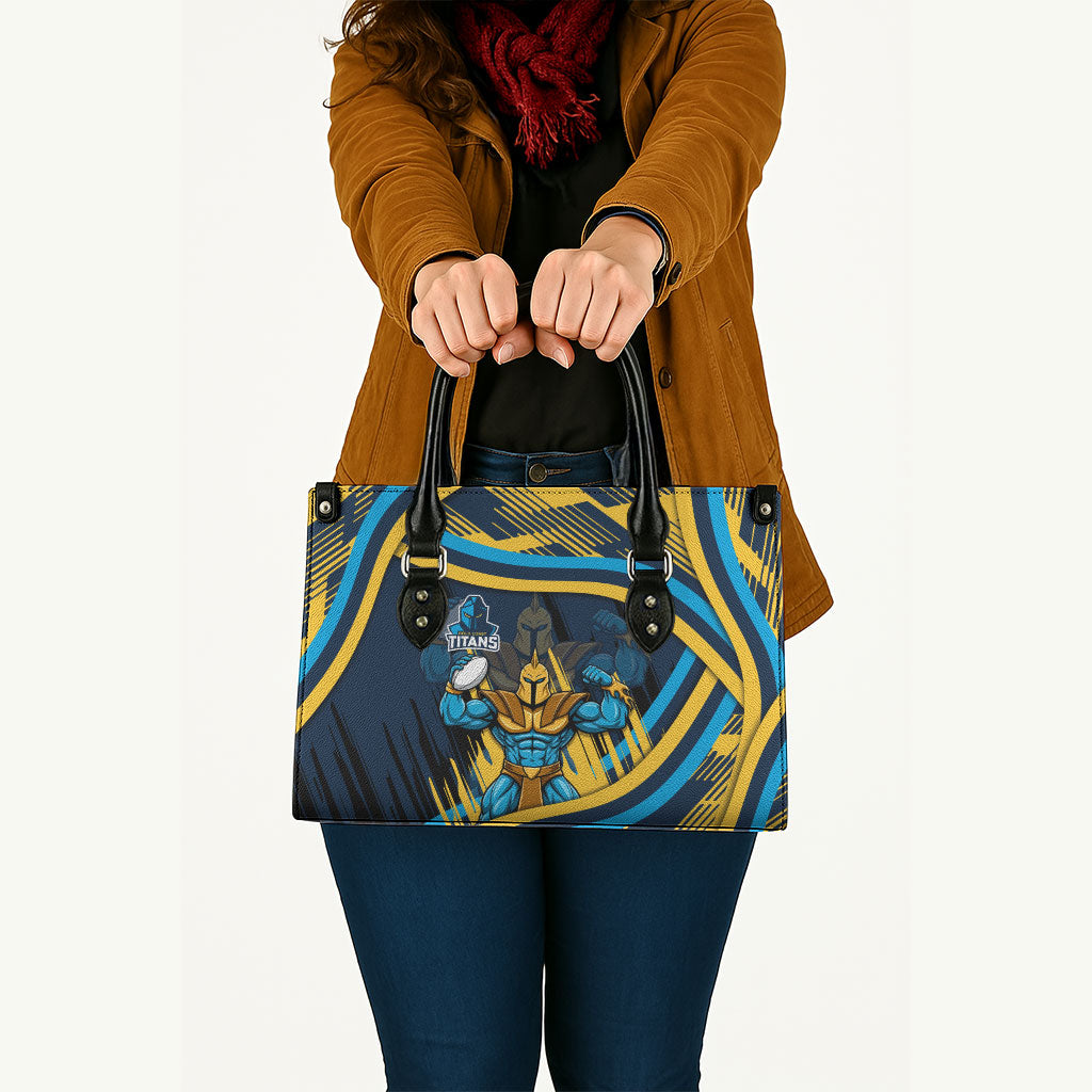 Titans Rugby Mascot Leather Bag Fierce Athlete Graphic in Sports Style