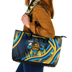 Titans Rugby Mascot Leather Tote Bag Fierce Athlete Graphic in Sports Style