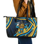 Titans Rugby Mascot Leather Tote Bag Fierce Athlete Graphic in Sports Style