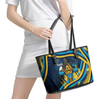 Titans Rugby Mascot Leather Tote Bag Fierce Athlete Graphic in Sports Style