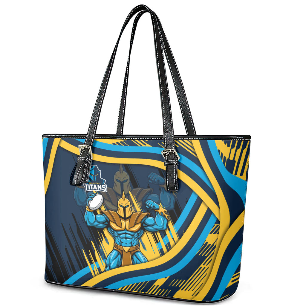 Titans Rugby Mascot Leather Tote Bag Fierce Athlete Graphic in Sports Style