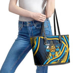Titans Rugby Mascot Leather Tote Bag Fierce Athlete Graphic in Sports Style