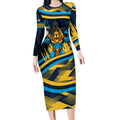 Titans Rugby Mascot Long Sleeve Bodycon Dress Fierce Athlete Graphic in Sports Style