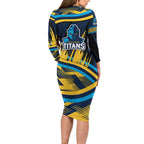 Titans Rugby Mascot Long Sleeve Bodycon Dress Fierce Athlete Graphic in Sports Style