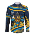 Titans Rugby Mascot Long Sleeve Button Shirt Fierce Athlete Graphic in Sports Style