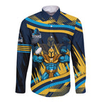 Titans Rugby Mascot Long Sleeve Button Shirt Fierce Athlete Graphic in Sports Style