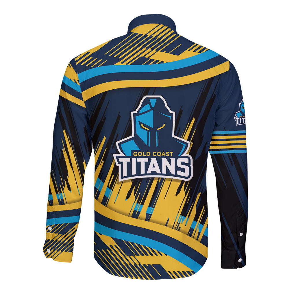 Titans Rugby Mascot Long Sleeve Button Shirt Fierce Athlete Graphic in Sports Style