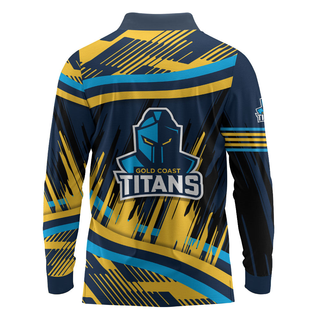 Titans Rugby Mascot Long Sleeve Polo Shirt Fierce Athlete Graphic in Sports Style
