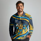 Titans Rugby Mascot Long Sleeve Polo Shirt Fierce Athlete Graphic in Sports Style