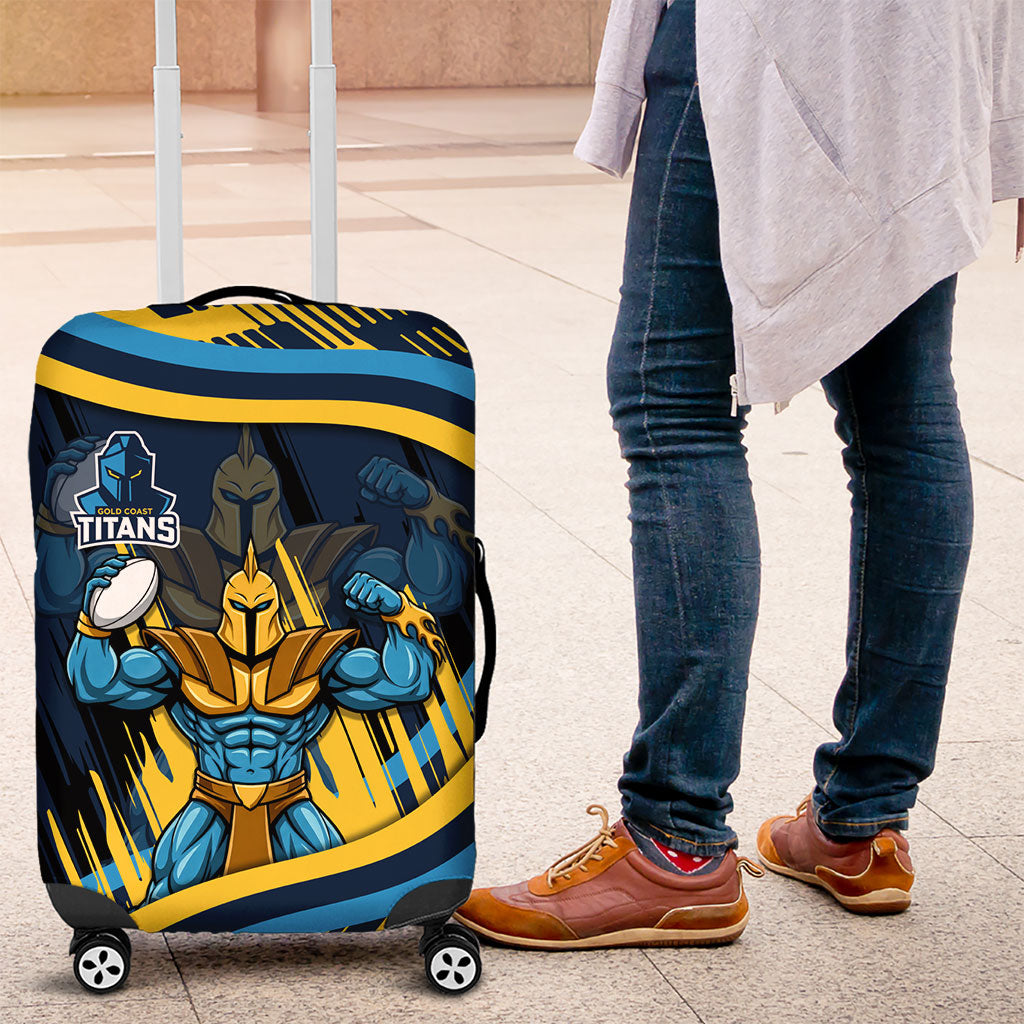 Titans Rugby Mascot Luggage Cover Fierce Athlete Graphic in Sports Style