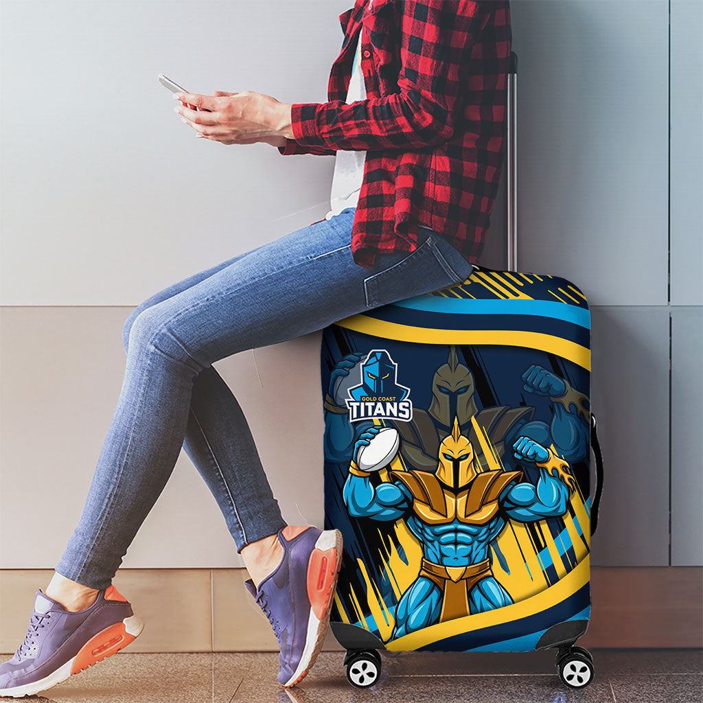 Titans Rugby Mascot Luggage Cover Fierce Athlete Graphic in Sports Style