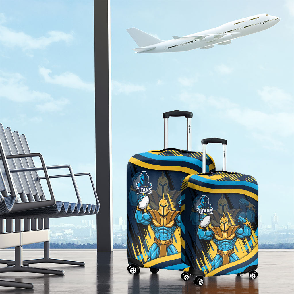 Titans Rugby Mascot Luggage Cover Fierce Athlete Graphic in Sports Style
