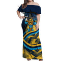 Titans Rugby Mascot Off Shoulder Maxi Dress Fierce Athlete Graphic in Sports Style