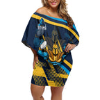 Titans Rugby Mascot Off Shoulder Short Dress Fierce Athlete Graphic in Sports Style