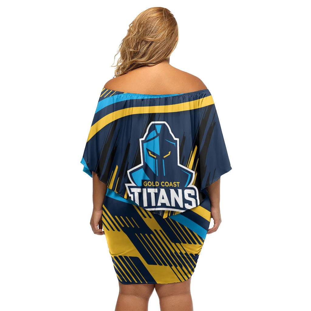 Titans Rugby Mascot Off Shoulder Short Dress Fierce Athlete Graphic in Sports Style