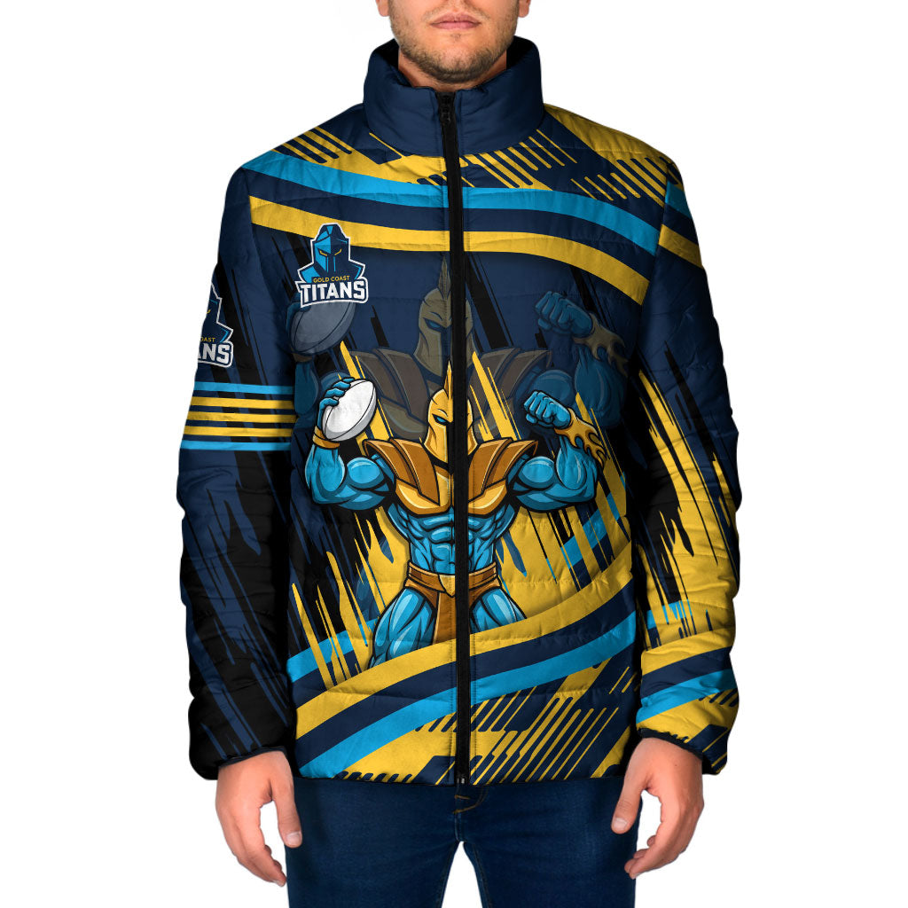 Titans Rugby Mascot Padded Jacket Fierce Athlete Graphic in Sports Style
