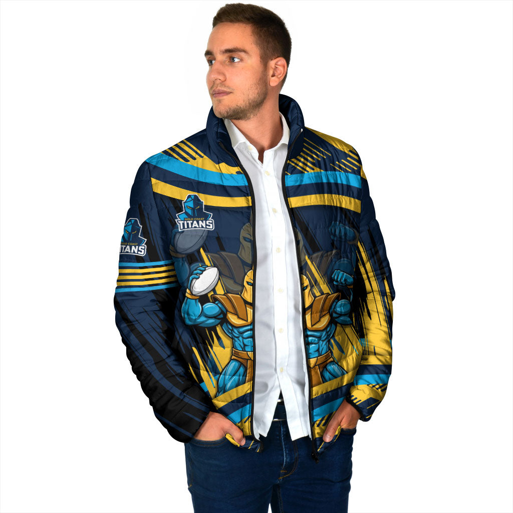 Titans Rugby Mascot Padded Jacket Fierce Athlete Graphic in Sports Style