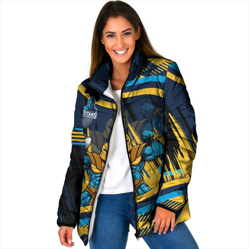 Titans Rugby Mascot Padded Jacket Fierce Athlete Graphic in Sports Style
