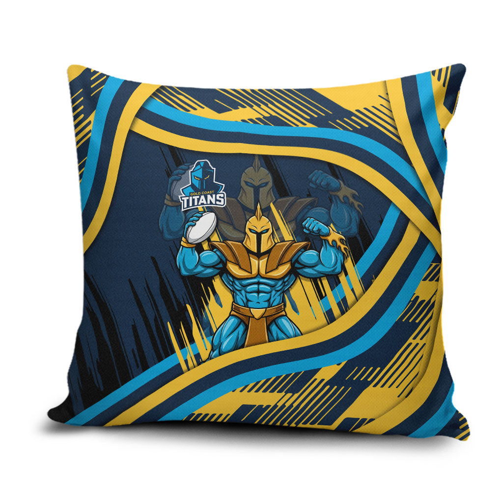 Titans Rugby Mascot Pillow Cover Fierce Athlete Graphic in Sports Style