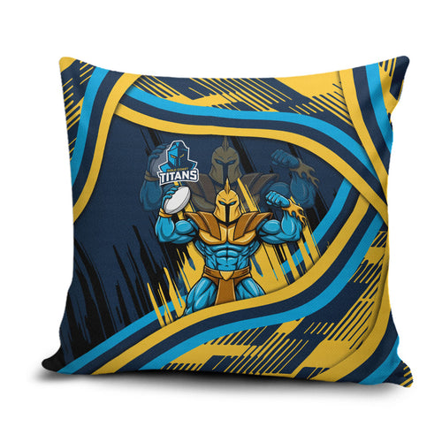 Titans Rugby Mascot Pillow Cover Fierce Athlete Graphic in Sports Style