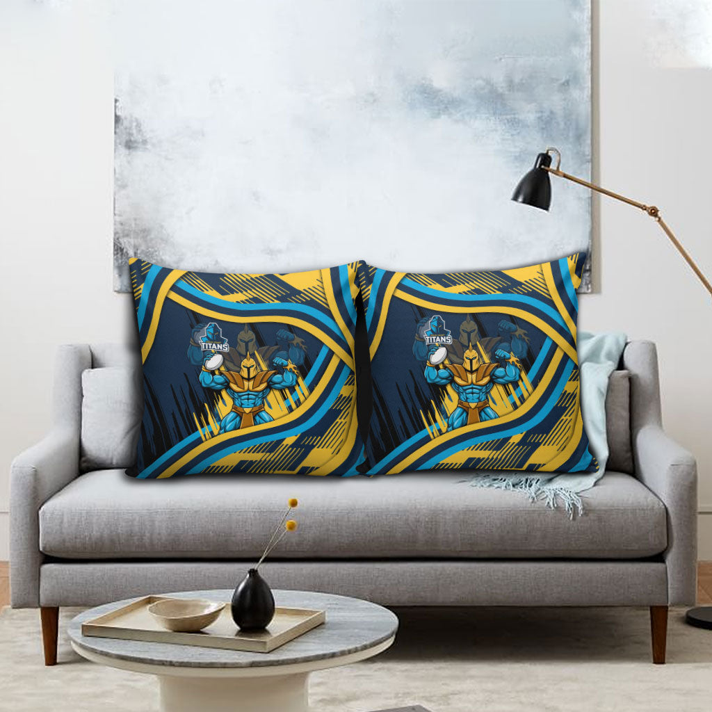 Titans Rugby Mascot Pillow Cover Fierce Athlete Graphic in Sports Style