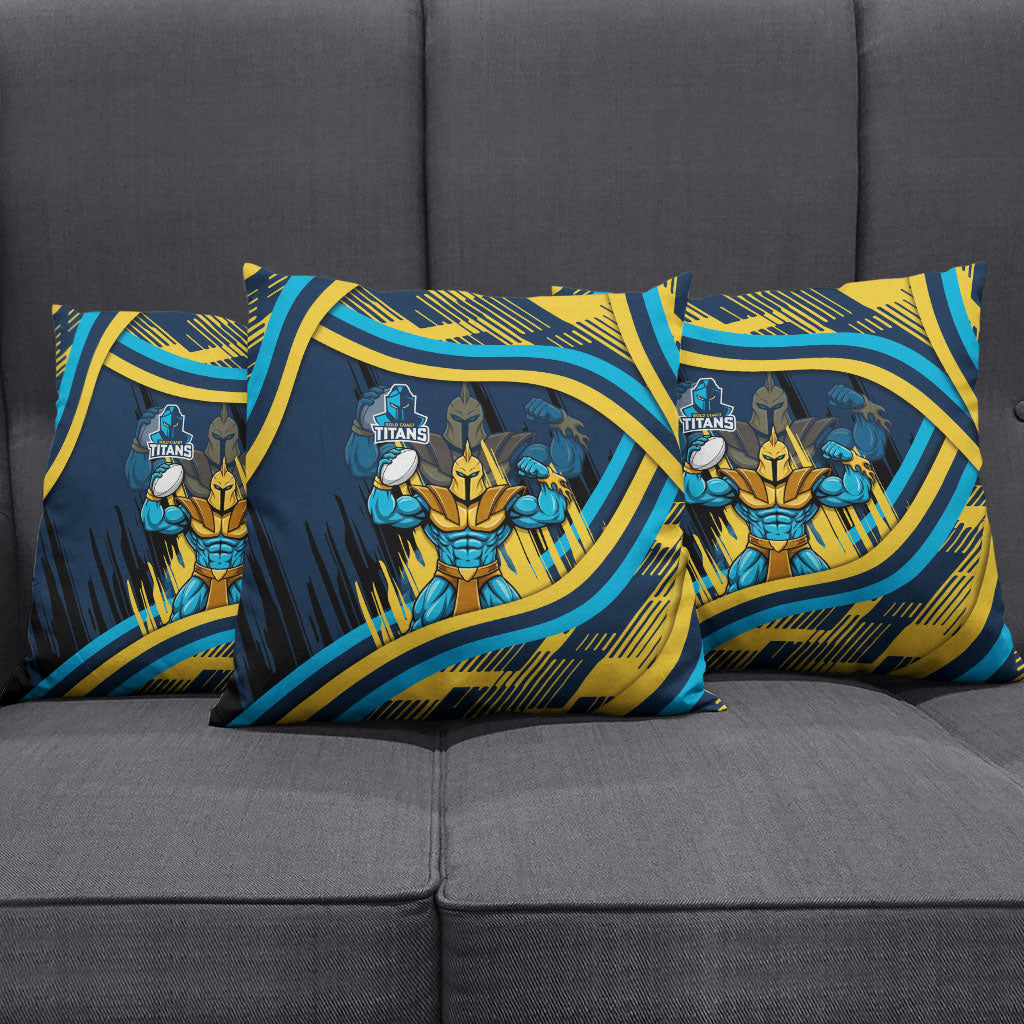 Titans Rugby Mascot Pillow Cover Fierce Athlete Graphic in Sports Style